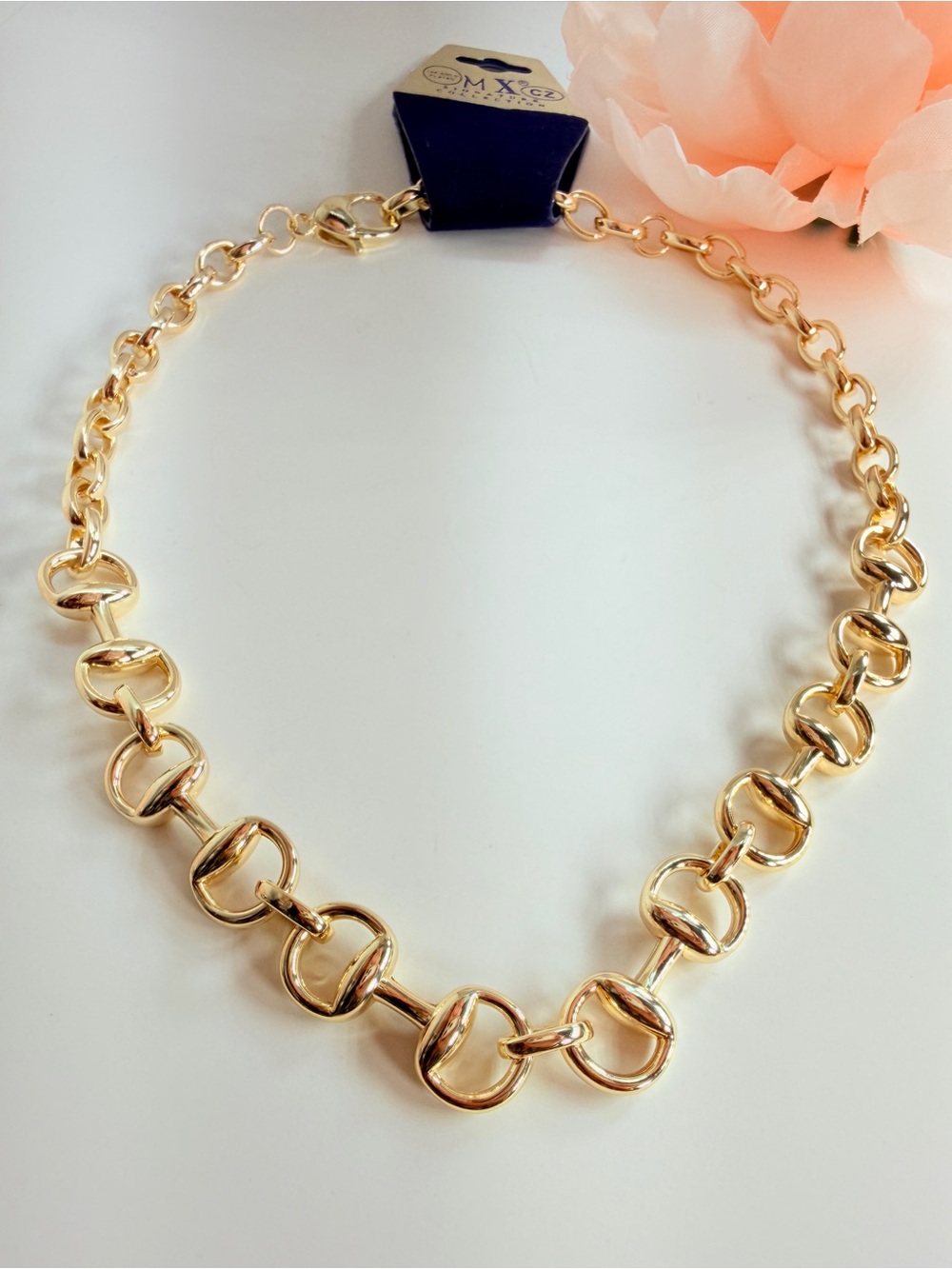 14k Gold plated horse bit necklace with chain link 16”
Solid and heavy